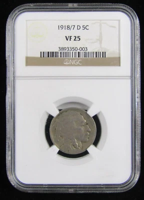 1918/7-D BUFFALO NICKEL NGC VF25 **KEY DATE** - Image 1 of 4