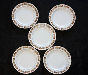 Placas redondas vintage con borde multifloral con borde dorado festoneado - conjunto de 5 - Imagen 1 de 3