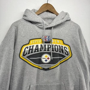 Vintage Pittsburgh Steelers Sweatshirt Mens Large Gray Hoodie Reebok Super Bowl - Picture 1 of 15