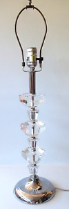 Table Lamp polished "Crystal and Chrome " Modern Style / 26-1/2" H.