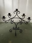 Vintage Rustic Wrought Twisted Iron 5 Candle Holder Mantle/table Centre Piece