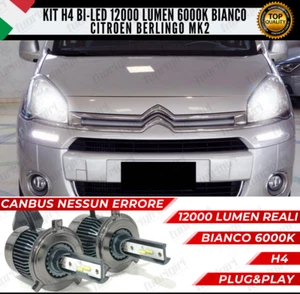 KIT LED H4 CITROEN BERLINGO II 6000K BIANCO CANBUS 12000 LUMEN BI-LED NO ERRORE - Picture 1 of 12
