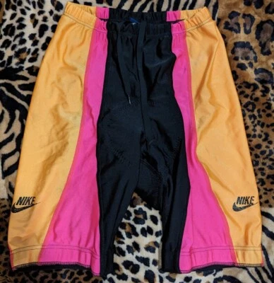 Pantalones Cortos de Colección Años 80 NIKE Rosa Melocotón Negro JAPÓN Acolchados Ciclismo Bicicleta Montar L #463 Foto 1 de 4
