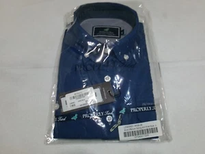 H729 PROPERLY TIED Performance Offshore LS Fishing Shirt River Blue Boys Size 6 - Picture 1 of 4