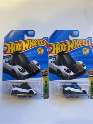 Hot Wheels Tooned ~ Pagani Zonda Cinque blanco ~ Lote de 2 ~ ¡ENVÍO GRATUITO en los EE. UU.! Foto 1 de 3