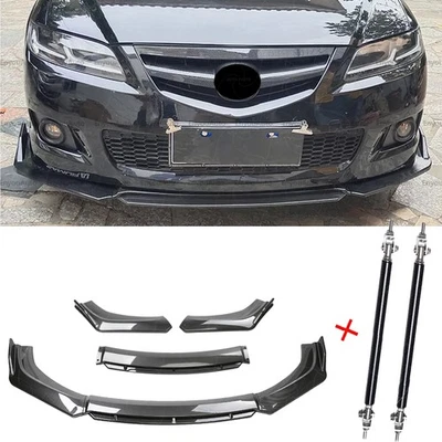 Carbon Fiber Black Front Bumper Lip Chin Spoiler For Mazda 2 3 6 Body Kits Foto 1 de 4