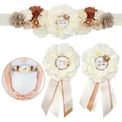 Faja de maternidad de peluche DaperCanly mamá para ser papá para ser, baby shower tema oso... Foto 1 de 4