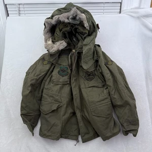 Vintage M65 OG 107 Jacket Mens S Green Full Zip Hooded Cold Weather Field 80s - Picture 1 of 11