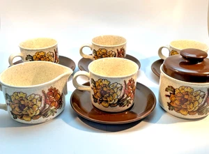 4 Vintage Palissy Royal Worcester Charlotte Cups & Saucers, Milk Jug, Sugar Bowl - Picture 1 of 17
