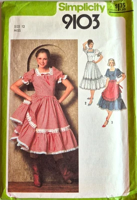 SIMPLICITY PATTERN 9103 DRESSES  APRON MISSES  SIZE 12  UNCUT  VINTAGE 1979 - Image 1 of 2