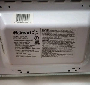 GEBRAUCHT - WALMART MIKROWELLE 700 WATT (FOR PARTS) MODEL: EM720C2WT-PM - Bild 1 von 3