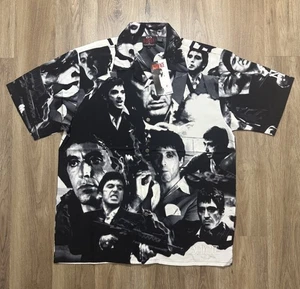 Vintage Tony Montana Scarface All Over Print Button Down Shirt Size L - Picture 1 of 11