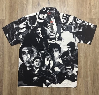 Vintage Tony Montana Scarface All Over Print Button Down Shirt Size L - Image 1 of 4