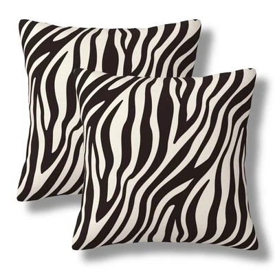 Juego de 2 fundas de almohada con estampado de cebra blanco y negro 20x20 decoración a rayas... Foto 1 de 4