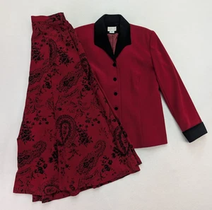 Koret Women's Suit Size 10 Red Paisley Maxi Skirt Classic - Picture 1 of 21