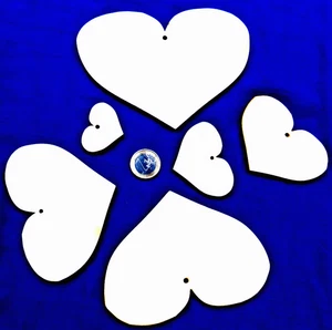 Minkaklecks  Anhänger Holz unbehandelt  6x Herzen  4-15cm  Basteln - Bild 1 von 1