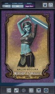 Star Wars Card Trader Merchant & Smuggler 25 - Purple 750cc Aalya Secura - Picture 1 of 1