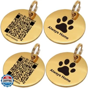 ZQDJ 2 Pack Stainless Steel QR Code Pet ID Tags Personalized Dog Tags and Cat - Picture 1 of 5