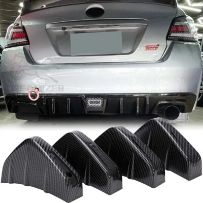 Difusor alerón divisor parachoques trasero carbono 4 aletas para Subaru Impreza WRX STI Foto 1 de 4