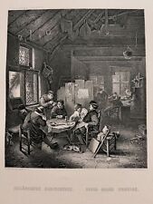 Taverne du VILLAGE NÉERLANDAIS ADRIAN VAN OSTADE 1872 GRAVURE SUR ACIER...