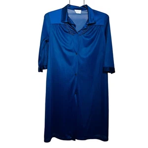Vintage Vanity Fair Robe Small S Nylon Dressing Gown 3/4 Sleeve Pocket Button Up - Picture 1 of 9