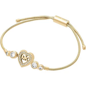 MICHAEL KORS Heart Crystal MK Logo Gold Tone Slider Bracelet MKJ7174710 MKJ7174 - Picture 1 of 11