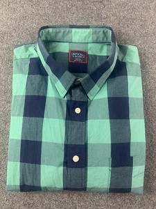 Untuckit Mens 100% Cotton Plaid Long Sleeve Button Up Shirt Size 2XL Navy/Green - Picture 1 of 9