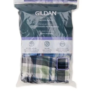 New 2XL 44-46 Mens Boxers 3 Pack Gildan Classic Woven Boxers Multicolor Plaid. - Image 1 of 4