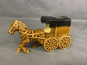 Vintage Ceramic Horse Drawn Carriage Toothpick Holder Japan Stagecoach - Picture 1 of 5