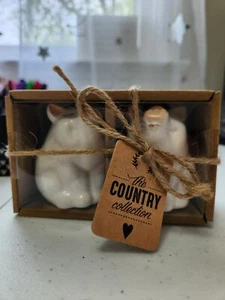 The Country Collection entzückendes Schweinchen Salz und Pfefferstreuer Neu mit Etikett - Bild 1 von 4