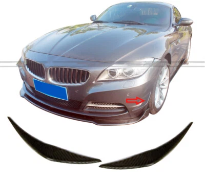 Aleta de cuchillo de viento de parachoques delantero de fibra de carbono real 2 piezas para BMW Z4 E89 2009-2016  Foto 1 de 4