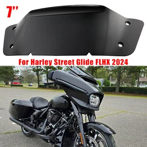 7'' Wave Windshield Windscreen Black For Harley Davidson Street Glide FLHX 2024 - Picture 1 of 17