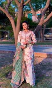 NEW DESIGNER HEAVY PRINTED MODAL SILK PALAZZO SUIT DUPATTA FOR PARTY - Picture 1 of 13