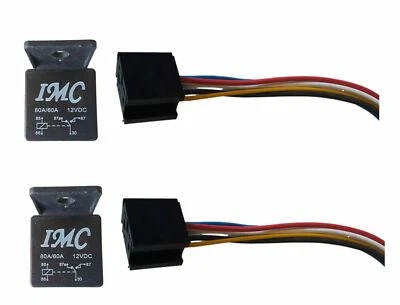 2 Pack 12V Heavy Duty Relay and Harness 60/80 SPST 4 pin for Car Bike Boat Home - Image 1 of 3
