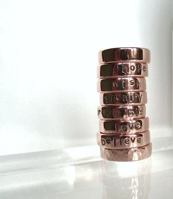 Handmade Recycled Solid Copper Personalised Ring Choose your inspirational Word — 第 1/4 张图片
