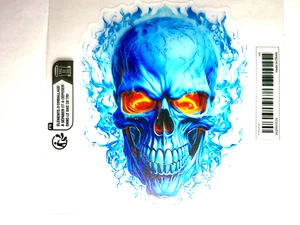 Vinyl Car Decal Flaming Blue Skull Waterproof Window Sticker 6” Decal - Picture 1 of 3