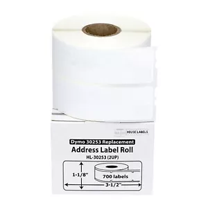 DYMO LW 30253 2UP Etichette Termiche Dirette (1-1/8” x 3-1/2”) - (12) Rotoli da 700 - Foto 1 di 8