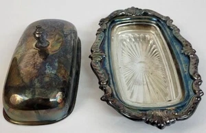 Vintage Sheridan versilberte Butterdose mit Glaseinsatz Taunton Silberschmiede  - Bild 1 von 6