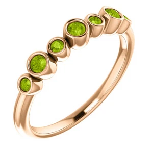 Echter Peridot Ring mit Zargenfassung in 14 Karat Roségold - Bild 1 von 5