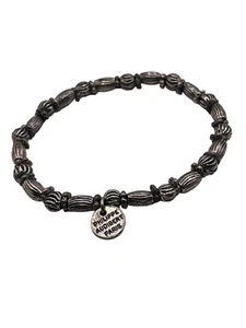 Vintage Philippe Audibert Paris Silver tone Beaded Metal Stretch Bracelet Signed - Picture 1 of 8