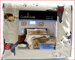 Juego de sábanas de franela de algodón de peso pesado Cuddl Duds - Cachorro Perros Bronceado - COMPLETO ❤️NUEVO❤️ - Imagen 1 de 6