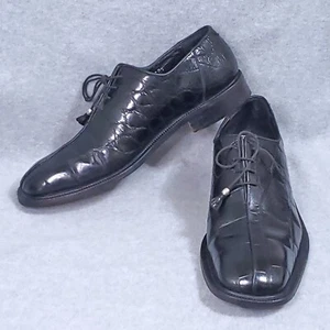 FENNIX MENS SHOES 10.5 M BLACK ALLIGATOR OXFORD SPLIT TOE ITALY - Picture 1 of 11