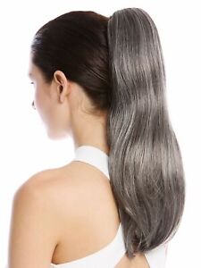 Hair Piece Ponytail Long Smooth Swinging Grey Mix 17 11/16in TZB-26A