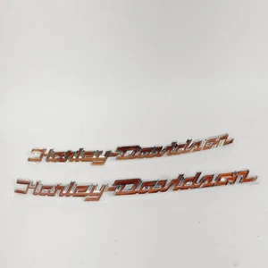 Harley Davidson Scorched Orange & Chrome Fuel Tank Emblems Set 08-23 Touring - Picture 1 of 7