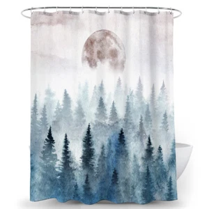 Oil Painting Forest Shower Curtain Sun Art Bathroom Decor 12 Hooks us - Picture 1 of 6