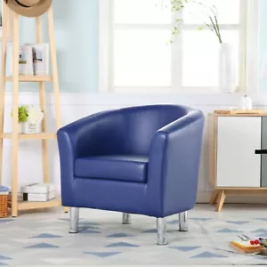 CAMDEN PREMIUM ROYAL BLUE LEATHER TUB CHAIR ARMCHAIR DINING FACTORY SECONDS - Picture 1 of 11