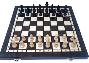Schach, Schachspiel + Dame + Backgammon Schachbrett 40 x 40 cm Holz - Bild 1 von 7