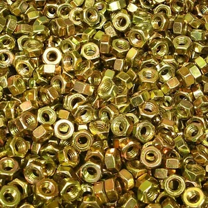 (750) 1/4"-20 Grade 8 Finished Hex Nut Yellow Zinc Plated Coarse Thread - Picture 1 of 5