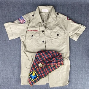 Official Boy Scouts Shirt Size Youth 14 USA Scarf with Slide - Picture 1 of 9
