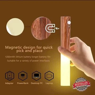 Led Motion Sensor Night Light Rechargeable Magnetic Holder Intelligent Induction - Image 1 of 4